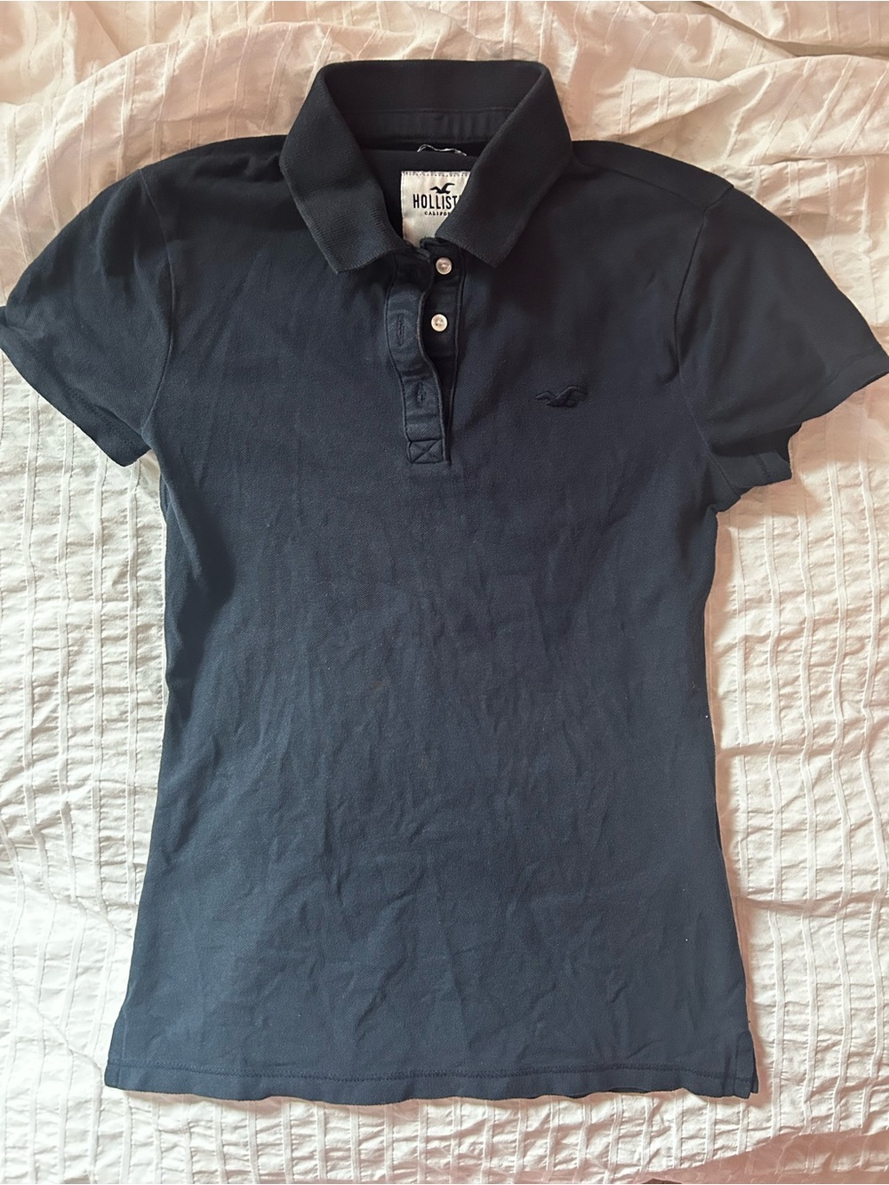 Hollister Women’s Slim Fit Navy Blue Polo Shirt